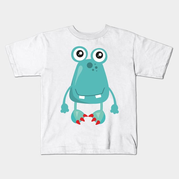Cute Monster, Blue Monster, Funny Monster, Silly Kids T-Shirt by Jelena Dunčević